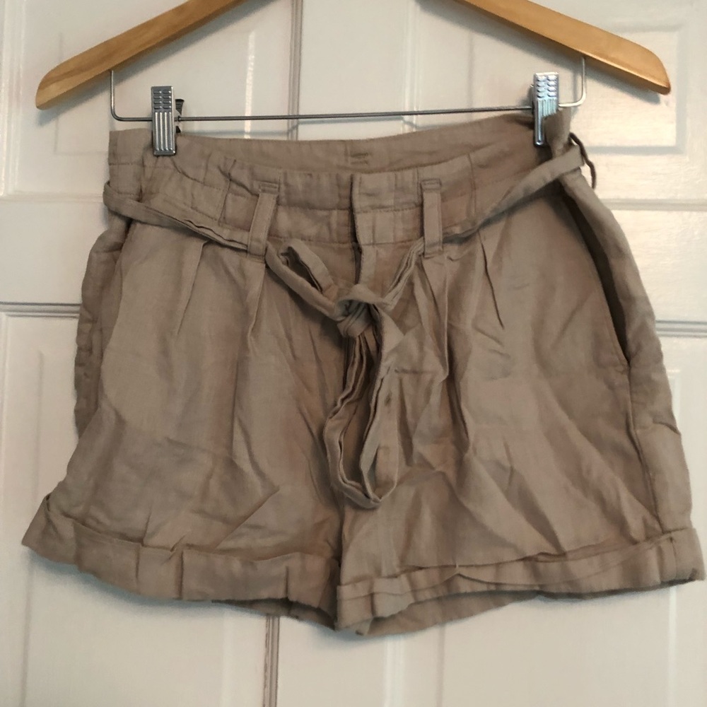Khaki paper bag shorts